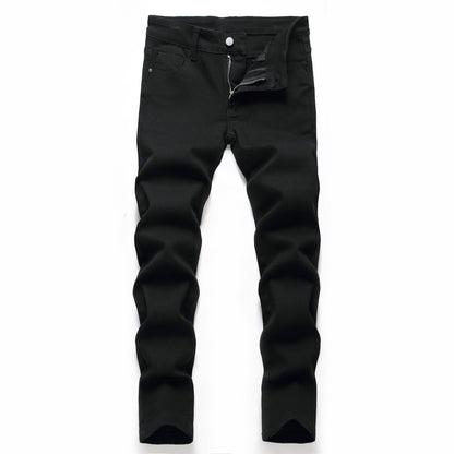 Men's Black Elastic Straight Jeans