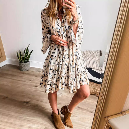 Fashion Loose Cool Button Dress Women