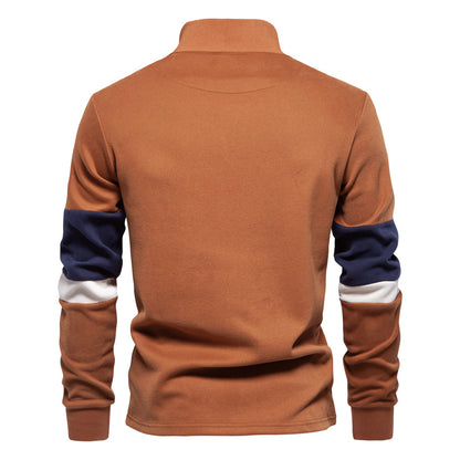 Polo Collar Contrast Color Casual All-matching Hoodie