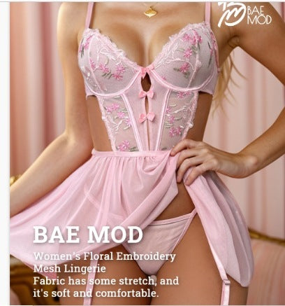 Hollow Out See Through Seduction Pajamas Mesh See-through Pettiskirt Suit