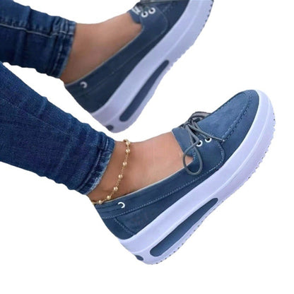 Women's Lace-up Flats Shoes Wedges Heel Casual Shoes