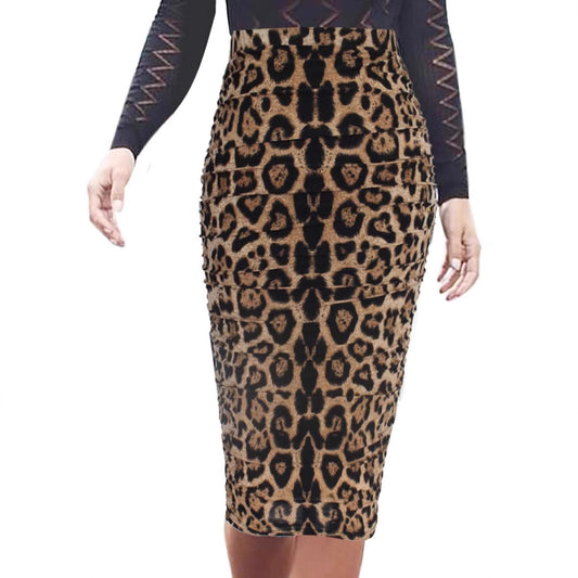 Sexy Leopard Print Style High Waist Sheath Skirt