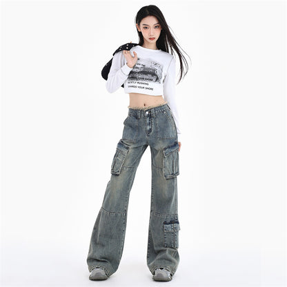 Women's American-style Retro Workwear Jeans