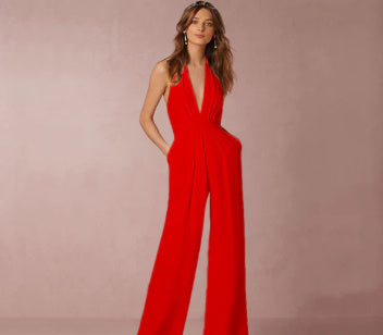 Sleeveless halter jumpsuit