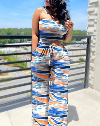 Sleeveless Tube Top Printed Ladies Jumpsuit Ladies