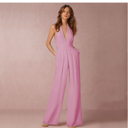 Sleeveless halter jumpsuit